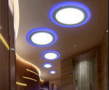 Double Color LED Panel Light Recessed Round/Square Dimmable Downlights 6W 9W 16W White+Blue/RGB Ceiling Spot Lighting AC85-265V