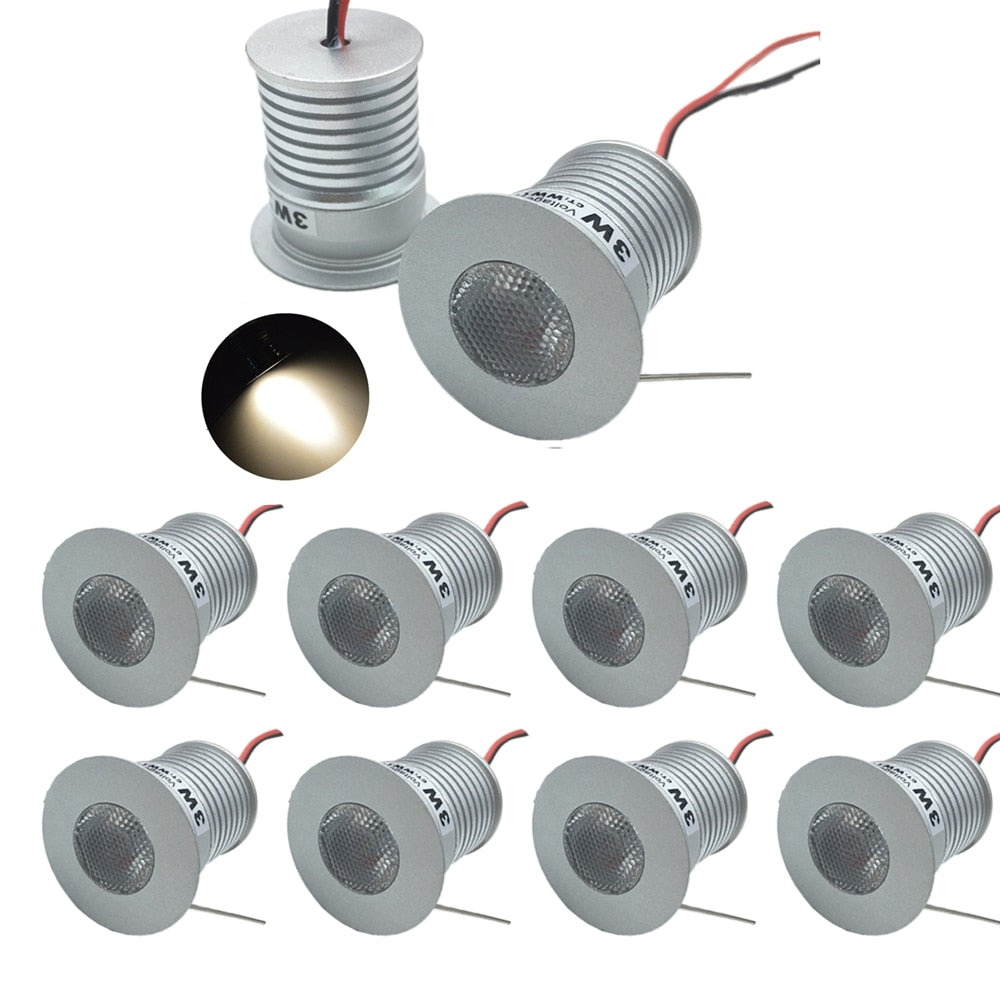 DC12V Mini LED Downlight 3W Indoor Ceiling Spotlight 30mm Recessed Home Bedroom Kitchen Spot Light 24V Showcase Cabinet Lighting