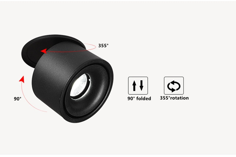 Foldable and Rotating Recessed LED Downlight 9W COB Ceiling Spot Light 12W Dimmable 110V 220V 15W Warm White For Living Room