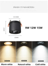 Foldable and Rotating Recessed LED Downlight 9W COB Ceiling Spot Light 12W Dimmable 110V 220V 15W Warm White For Living Room