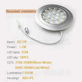 Round Recessed Led spot light 1.5W 12V Led kitchen Spotlight Warm/White home decor cabinet down Light cupboard DC12V wardrobe