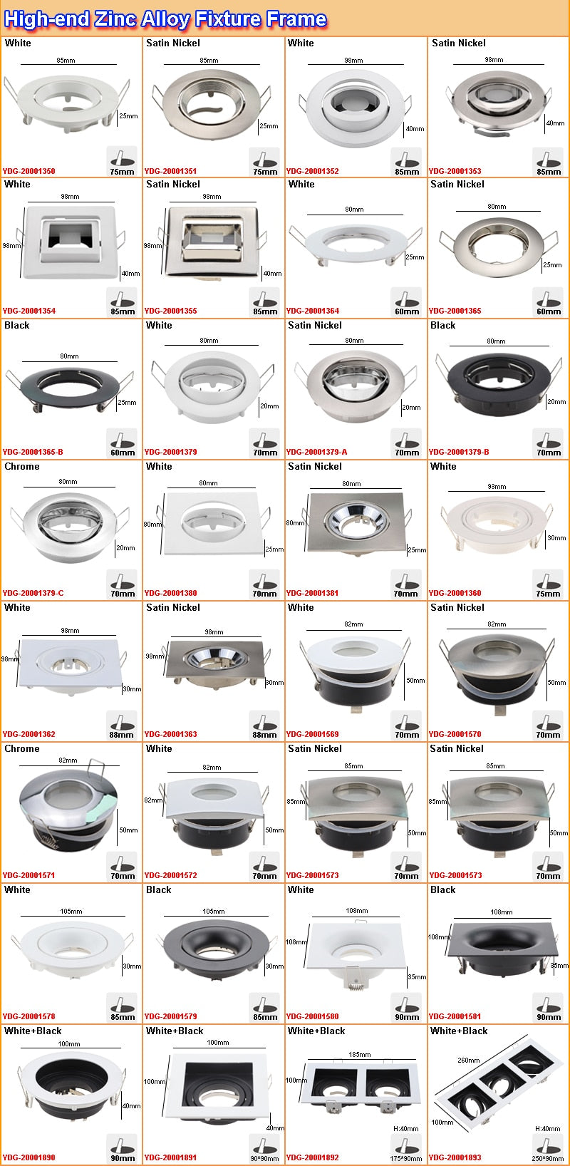 recessed LED downlight light holder spotlight down light fixture frame gu10 mr16 socket circle satin fitting