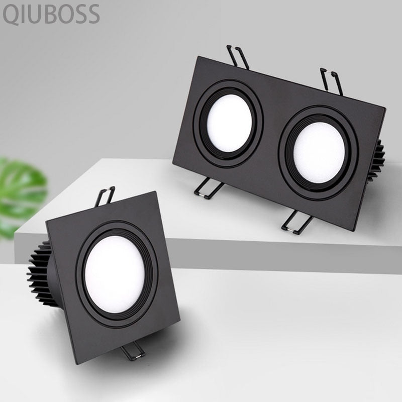Square Dimmable LED Downlight Recessed LED Ceiling Spotlight 7W/9W/12W/14W/18W/24W AC90~260V Indoor Lighting