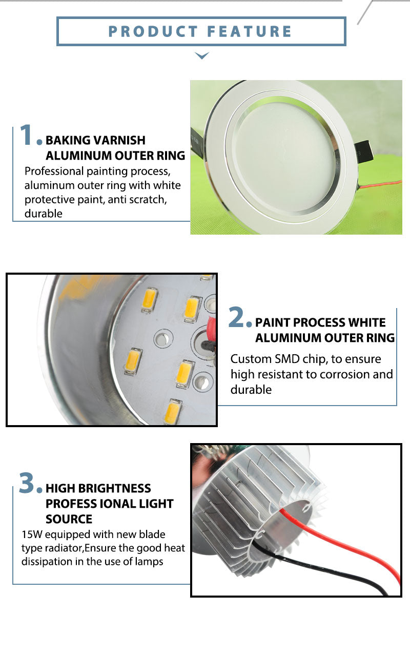 Round LED Downlight 3W 5W 9W 12W 15W 18W Silver White Ultra Thin Aluminum AC110V 220V 240V Round Recessed LED Spot Lighting