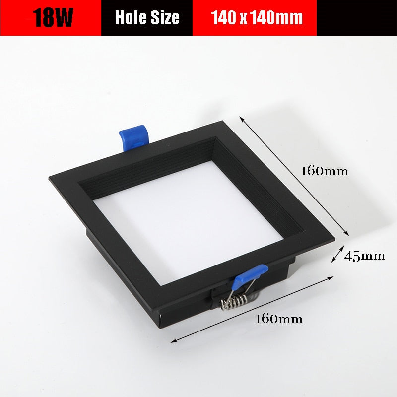 Square Dimmable Recessed LED Downlights 12W 18W 24W 30W LED Ceiling Spot Lights AC85~265V LED Panel Lights Indoor Lighting