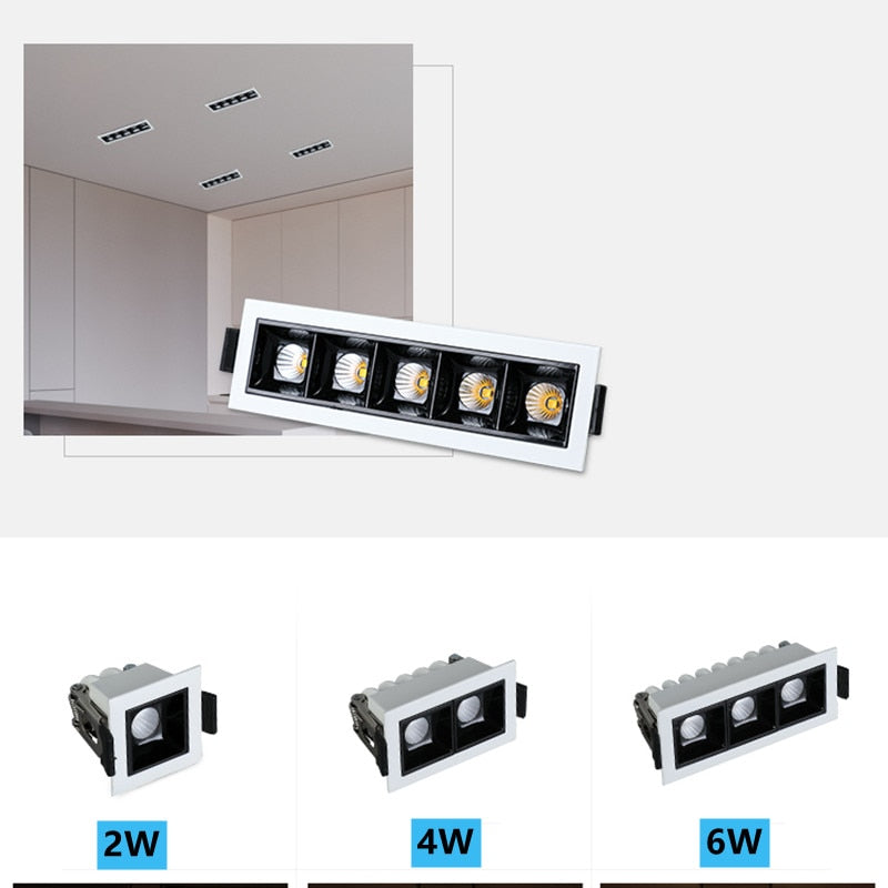 LED Linear Light COB Downlight Dimmable 10W 20W 30W 24 Degree Ceiling Spot Lights 2W 4W 6W 85-265V White Black Bathroom Lighting