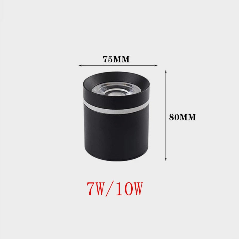 Dimmable LED downlight COB spotlight AC85-265V 7W 1W 12W 15W adjustable angle aluminum surface mounted light indoor lighting