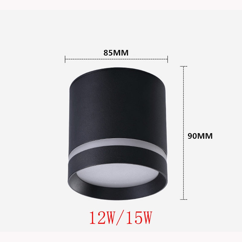 Dimmable LED downlight COB spotlight AC85-265V 7W 1W 12W 15W adjustable angle aluminum surface mounted light indoor lighting