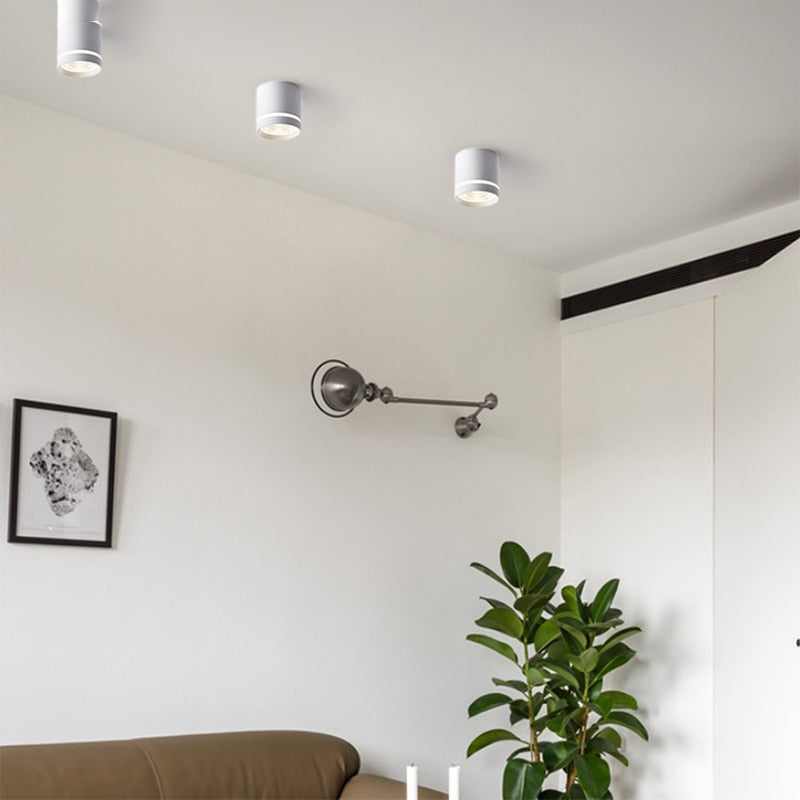 Dimmable LED downlight COB spotlight AC85-265V 7W 1W 12W 15W adjustable angle aluminum surface mounted light indoor lighting