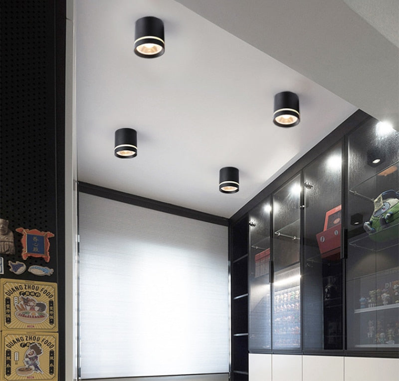 Dimmable LED downlight COB spotlight AC85-265V 7W 1W 12W 15W adjustable angle aluminum surface mounted light indoor lighting