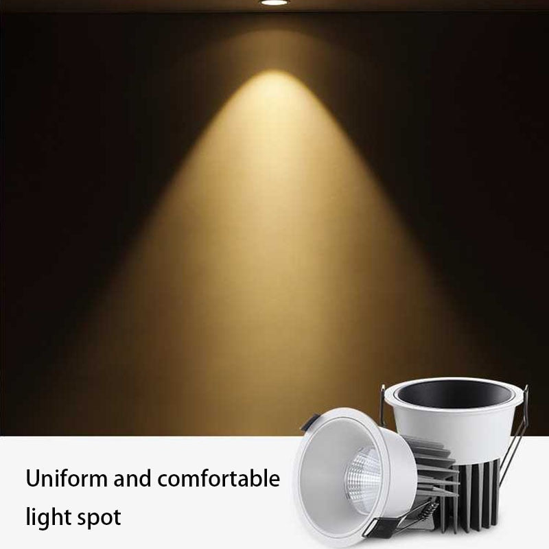 LED Round Recessed Dimmable Downlights 7W/9W/12W/15W COB LED Anti Glare Ceiling Spotlights AC90~260V Background Indoor Lighting