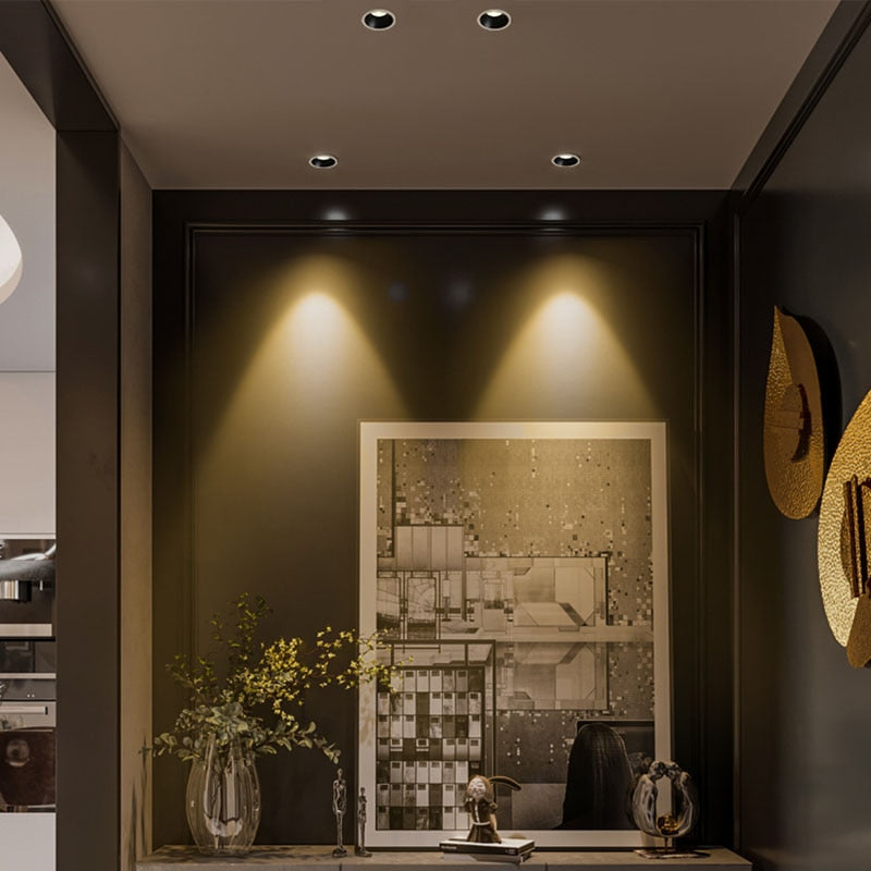 LED Round Recessed Dimmable Downlights 7W/9W/12W/15W COB LED Anti Glare Ceiling Spotlights AC90~260V Background Indoor Lighting