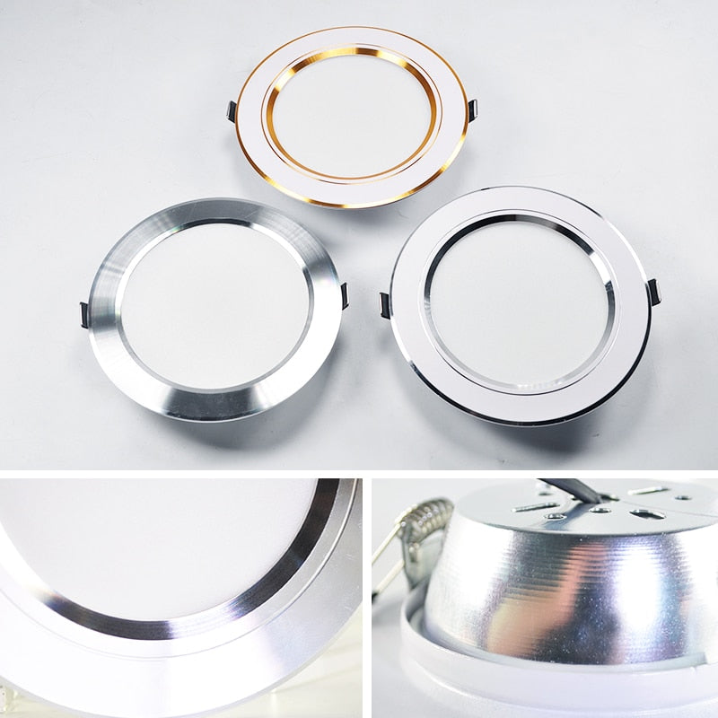 Kaguyahime LED Downlight Lamp 3W 5W 9W 12W 15W 18W 220V Gold/Silver Ultra Thin Down Light Aluminum Round Recessed Spotlight