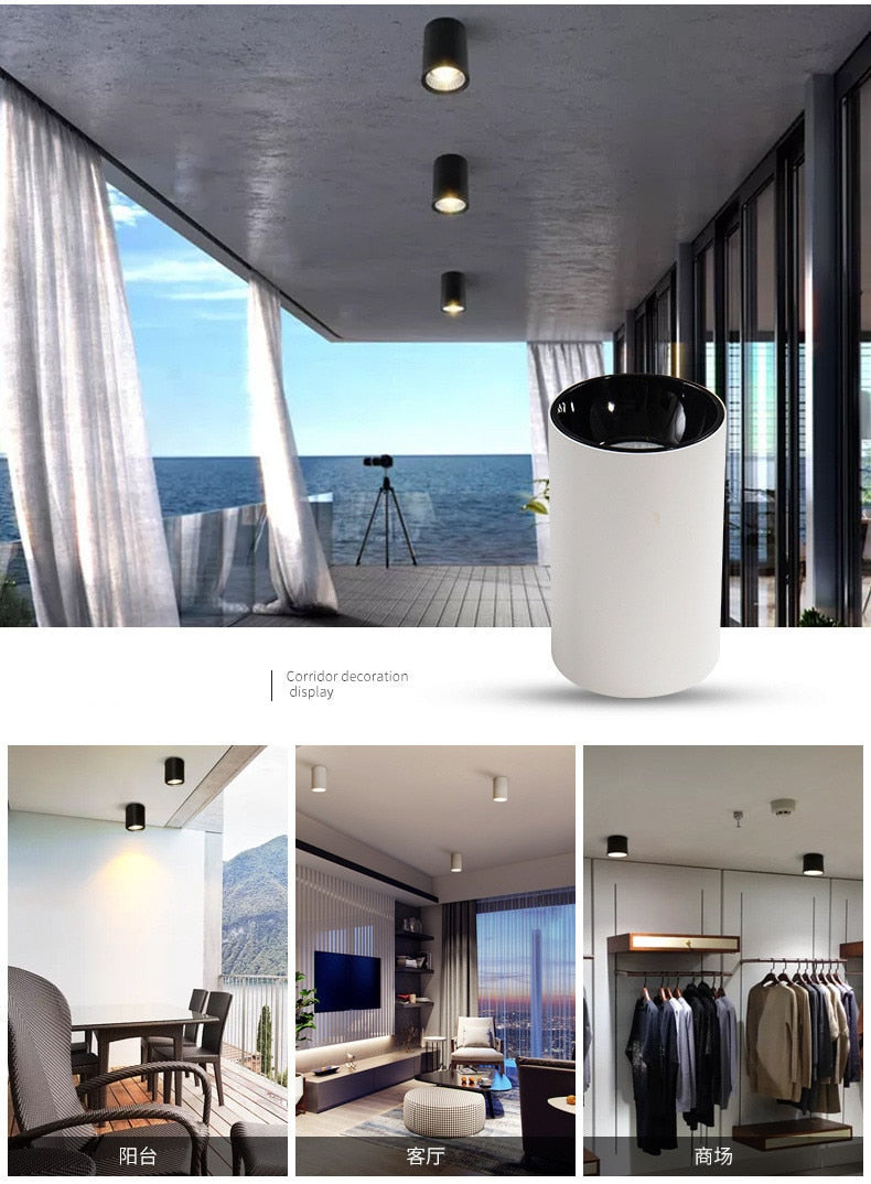 Round Dimmable Surface Mounted LED Downlights 7W 9W 12W 15W COB LED Ceiling Spot Lights AC110-220V LED Lamp Indoor Lighting