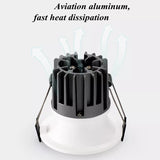 LED Dimmable Cob Spotlight Ceiling Light AC85-265V 7W 10W 12W 15W Aluminum Round Recessed Downlight