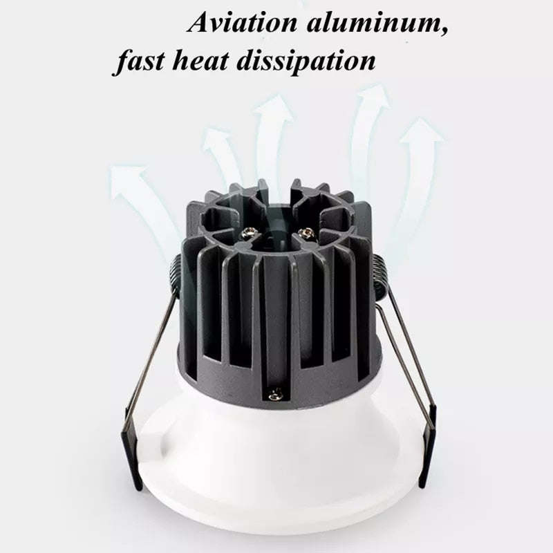 LED Dimmable Cob Spotlight Ceiling Light AC85-265V 7W 10W 12W 15W Aluminum Round Recessed Downlight