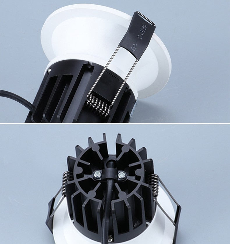 LED Dimmable Cob Spotlight Ceiling Light AC85-265V 7W 10W 12W 15W Aluminum Round Recessed Downlight