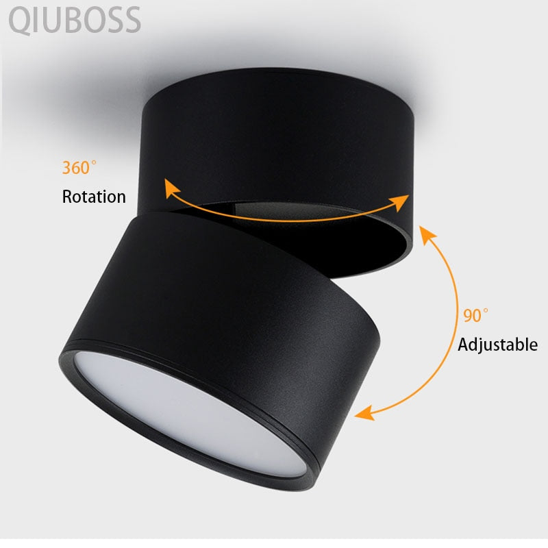 QIUBOSS Dimmable LED Surface Downlights 220V for Livingroom 15W LED Ceiling Spotlights COB Background Lighting Lamp for Bedroom