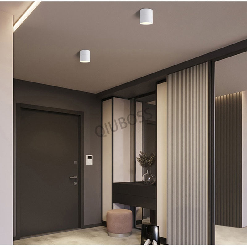 QIUBOSS Dimmable LED Surface Downlights 220V for Livingroom 15W LED Ceiling Spotlights COB Background Lighting Lamp for Bedroom