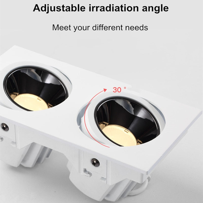 Angle Adjustable Anti-glare Square LED COB Recessed Downlight 7W 9W 12W 15W LED Ceiling Spot Light Kitchen Living room Indoor