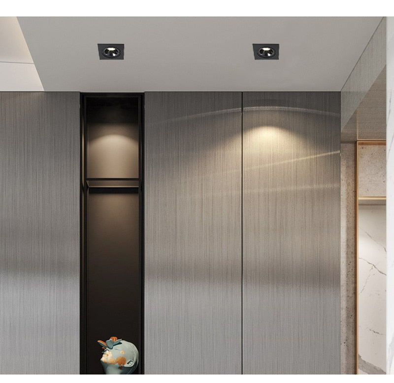 Angle Adjustable Anti-glare Square LED COB Recessed Downlight 7W 9W 12W 15W LED Ceiling Spot Light Kitchen Living room Indoor