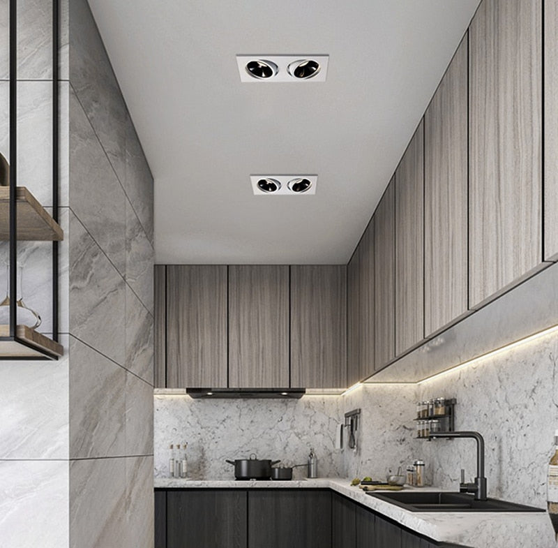 Angle Adjustable Anti-glare Square LED COB Recessed Downlight 7W 9W 12W 15W LED Ceiling Spot Light Kitchen Living room Indoor