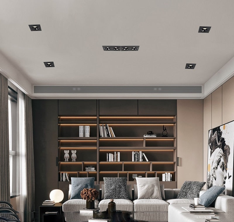 Angle Adjustable Anti-glare Square LED COB Recessed Downlight 7W 9W 12W 15W LED Ceiling Spot Light Kitchen Living room Indoor