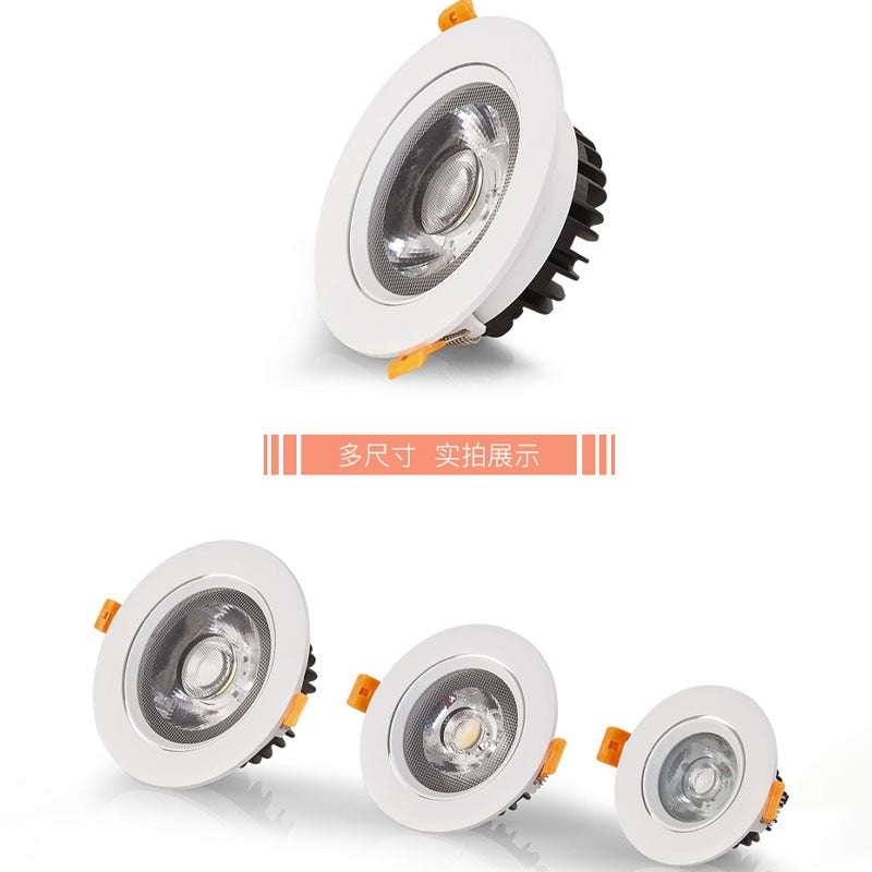 LED COB Downlight Dimmable 110V 220V 15W 20W 24W 30W Spot Light 4000K Ceiling Lamp For Indoor Lighting - Warm White