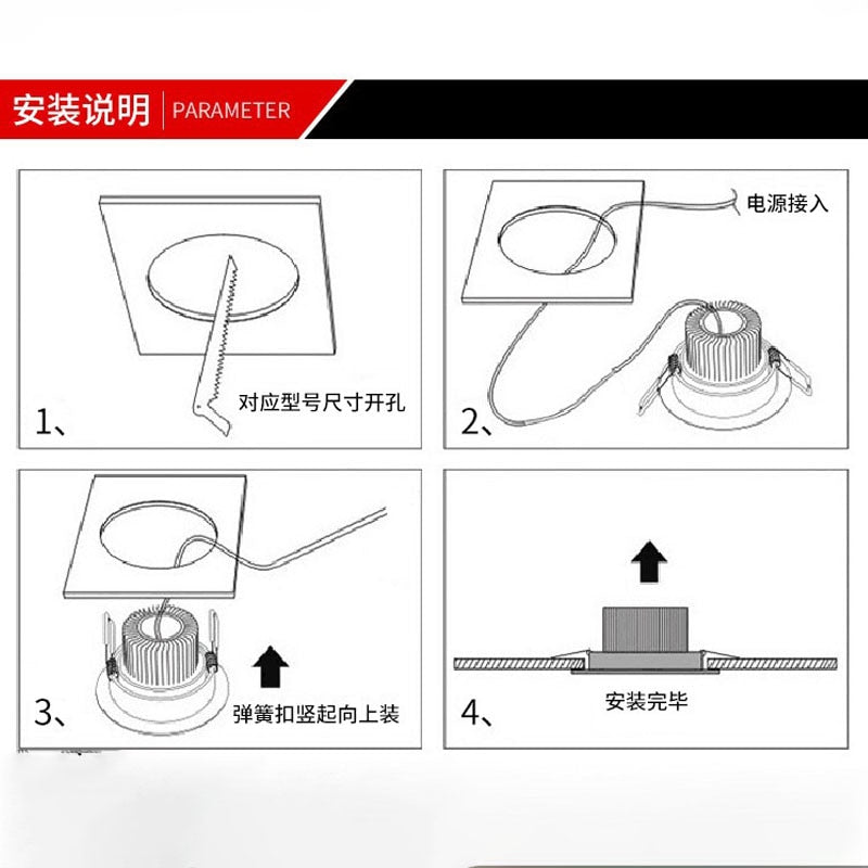 LED COB Downlight Dimmable 110V 220V 15W 20W 24W 30W Spot Light 4000K Ceiling Lamp For Indoor Lighting - Warm White