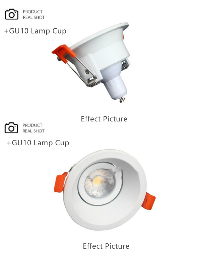 Adjustable LED Recessed Ceiling Downlight Mounting GU10/MR16 Socket Halogen Lamp Holder Base Frame Spot Lights Fitting Fixtures