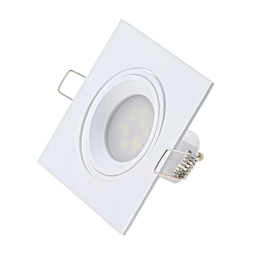 Zinc Alloy Square White/Satin Nickel Recessed LED Ceiling Adjustable Frame MR16 GU10 Bulb Fixture Fitting Downlight Holder