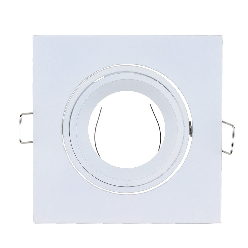 Zinc Alloy Square White/Satin Nickel Recessed LED Ceiling Adjustable Frame MR16 GU10 Bulb Fixture Fitting Downlight Holder