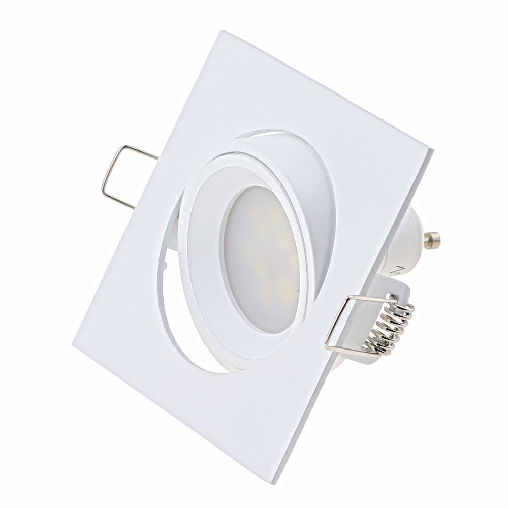 Zinc Alloy Square White/Satin Nickel Recessed LED Ceiling Adjustable Frame MR16 GU10 Bulb Fixture Fitting Downlight Holder
