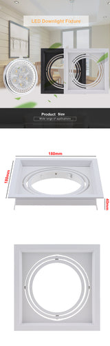 White Square Recessed Downlight Fitting Hole Ceiling AR111 Fitting Aluminum Led Ceiling Spot Down Light Housing
