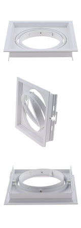 White Square Recessed Downlight Fitting Hole Ceiling AR111 Fitting Aluminum Led Ceiling Spot Down Light Housing