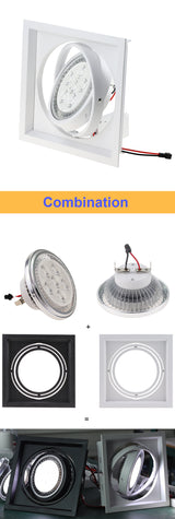 White Square Recessed Downlight Fitting Hole Ceiling AR111 Fitting Aluminum Led Ceiling Spot Down Light Housing