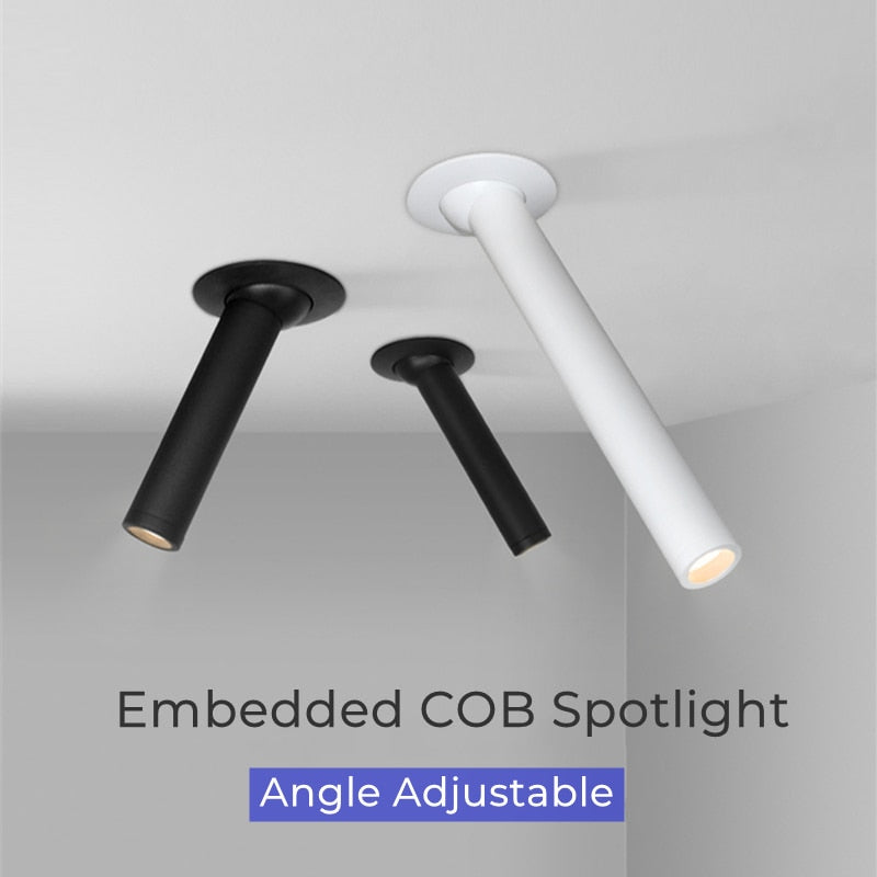 Modern Recessed LED Ceiling Lamp Long Tube 7W COB Dimmable Downlight AC85-265V Rotatable Living Room Aisle Spot Lighting Fixture