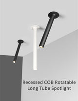 Modern Recessed LED Ceiling Lamp Long Tube 7W COB Dimmable Downlight AC85-265V Rotatable Living Room Aisle Spot Lighting Fixture