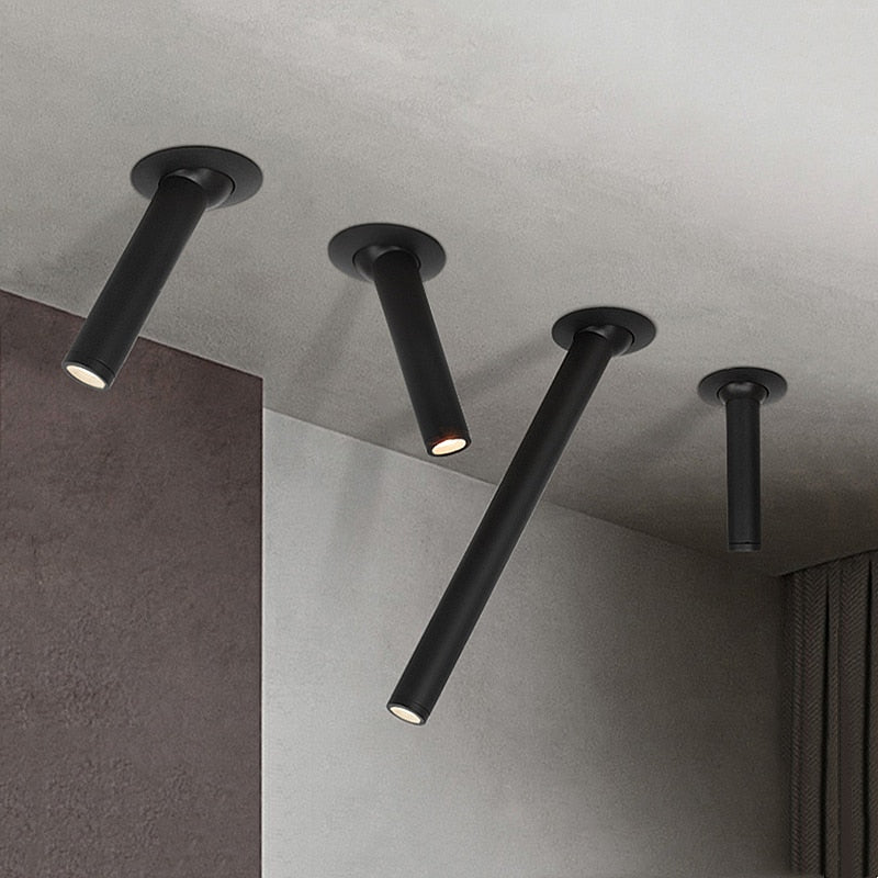 Modern Recessed LED Ceiling Lamp Long Tube 7W COB Dimmable Downlight AC85-265V Rotatable Living Room Aisle Spot Lighting Fixture