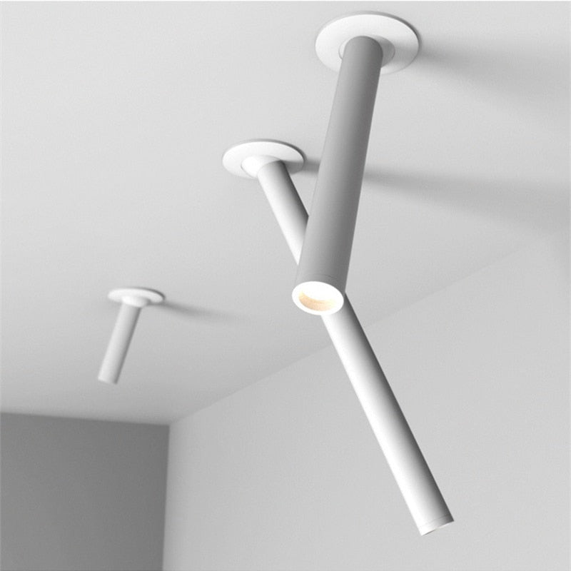 Modern Recessed LED Ceiling Lamp Long Tube 7W COB Dimmable Downlight AC85-265V Rotatable Living Room Aisle Spot Lighting Fixture