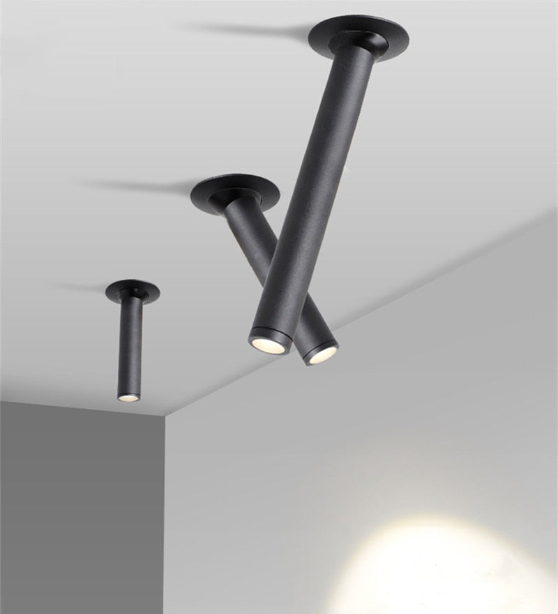 Modern Recessed LED Ceiling Lamp Long Tube 7W COB Dimmable Downlight AC85-265V Rotatable Living Room Aisle Spot Lighting Fixture