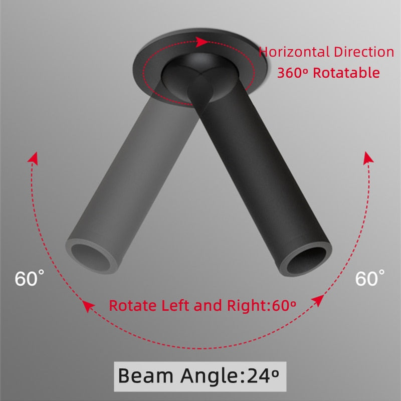 Modern Recessed LED Ceiling Lamp Long Tube 7W COB Dimmable Downlight AC85-265V Rotatable Living Room Aisle Spot Lighting Fixture