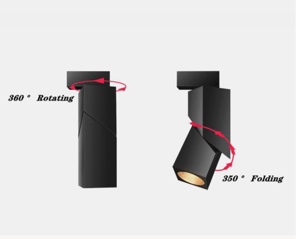 Folding 360° Rotation Dimmable LED Downlights 15W/20W COB LED Ceiling Spot Lighting 85-265V LED Background Lamps Indoor