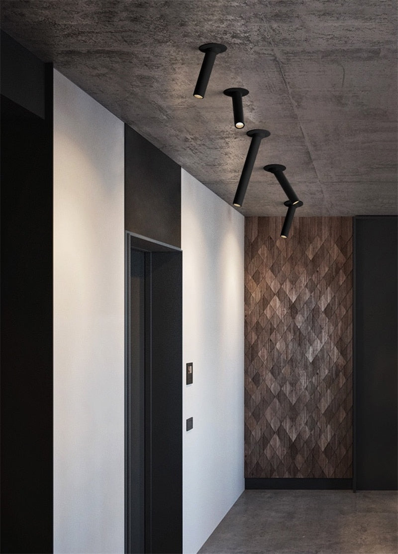 Modern Recessed LED Ceiling Lamp Long Tube 7W COB Dimmable Downlight AC85-265V Rotatable Living Room Aisle Spot Lighting Fixture