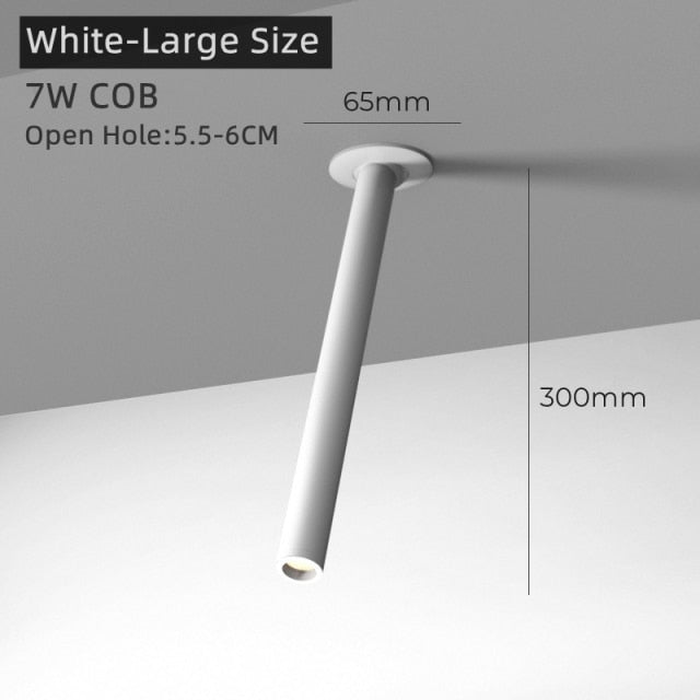 Modern Recessed LED Ceiling Lamp Long Tube 7W COB Dimmable Downlight AC85-265V Rotatable Living Room Aisle Spot Lighting Fixture