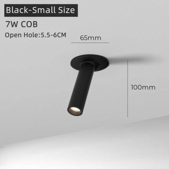 Modern Recessed LED Ceiling Lamp Long Tube 7W COB Dimmable Downlight AC85-265V Rotatable Living Room Aisle Spot Lighting Fixture