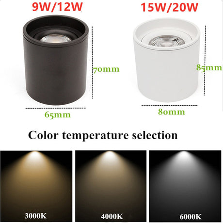 2021 new style Dimmable LED Surface mounted Downlight 9W 12W 15W 20W Ceiling Lamp Spotlight angle adjustable ceiling type household