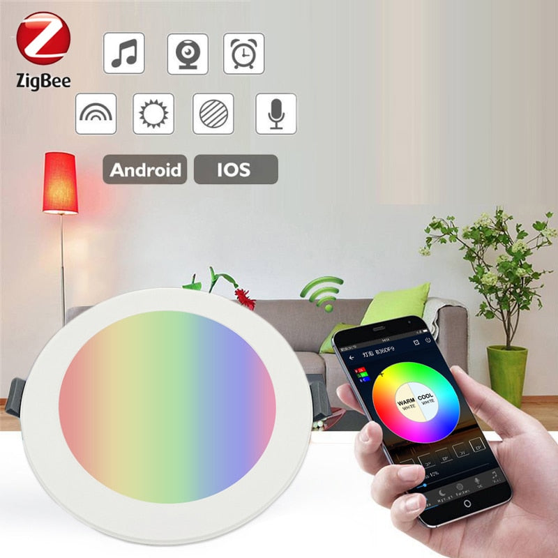 2021 New Tuya Zigbee 3.0 Smart Downlight 4 Inch RGBCW 10W Led Recessed Ceiling Light Voice Control Work With Alexa Google Home