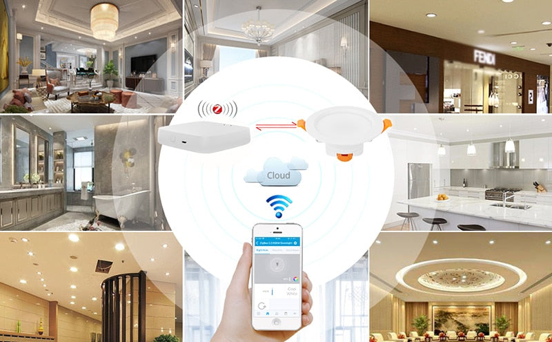 Tuya ZigBee RGBCW 2.5 Inch Recessed Retrofit Downlight  LED Dimmable Fixture Ceiling Light, Alexa Echo PlusHome Automation