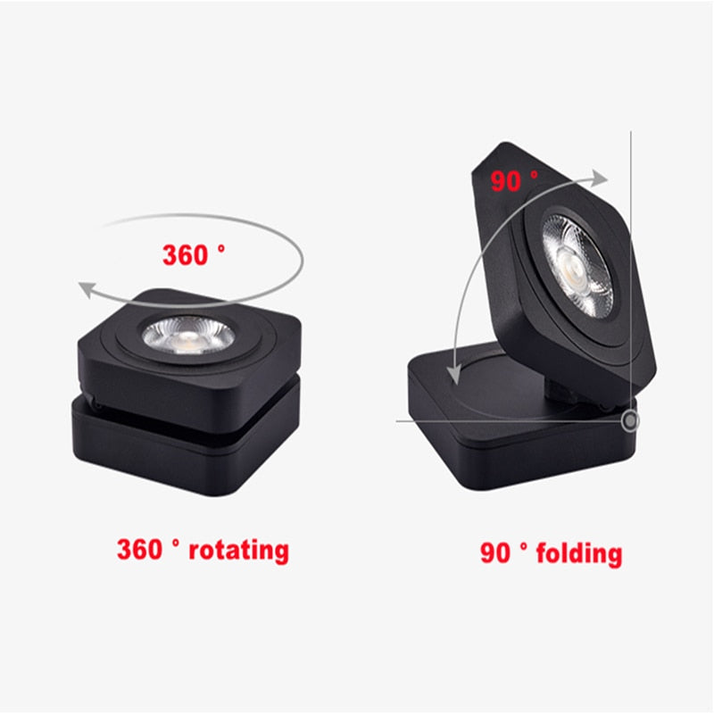 ACETIDE Led Ceiling Lamps Spot Light 360 Degree Rotation Downlights AC85-265V 7W -15W Folding COB LED Downlights Surface Mounted